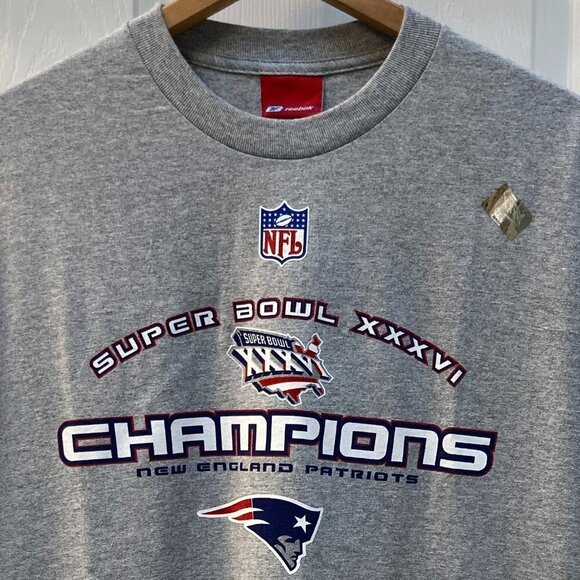 NEW Vintage New England Patriots Super Bowl XXXVI T-Shirt Reebok Size Large - Picture 2 of 7
